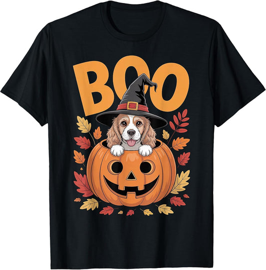 Cocker Costume on Pumpkin Halloween Cocker Spaniel T-Shirt