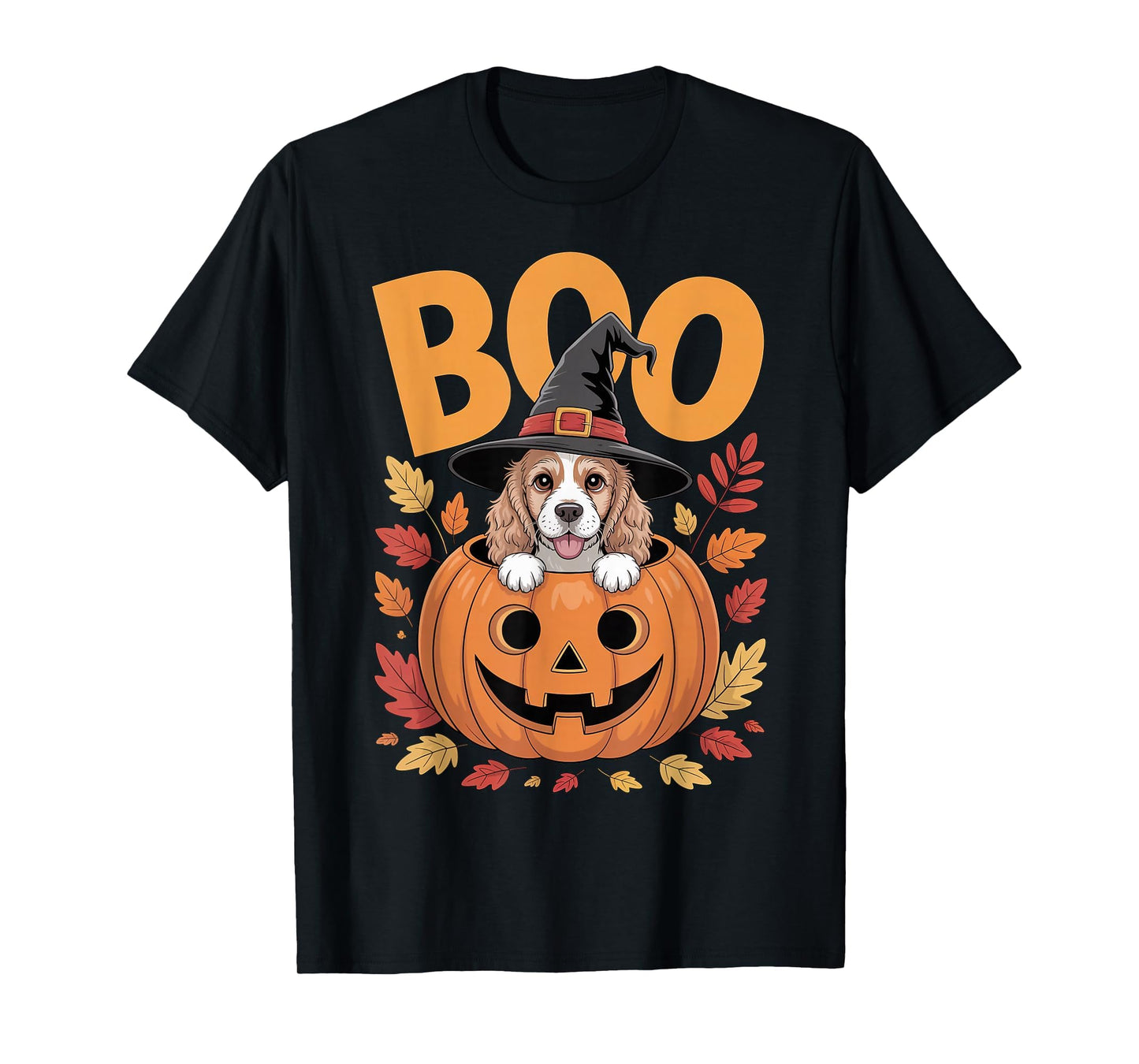 Cocker Costume on Pumpkin Halloween Cocker Spaniel T-Shirt