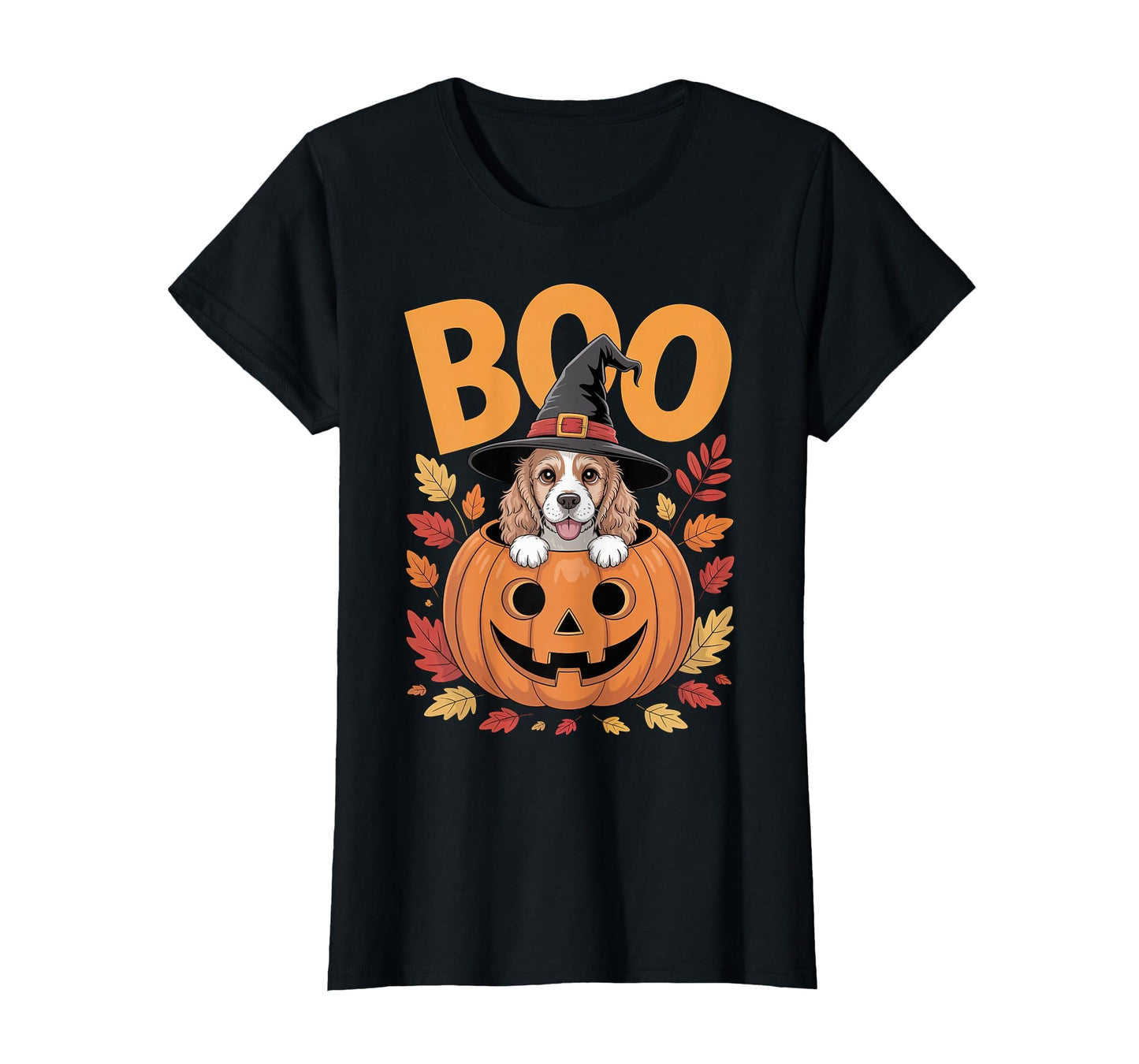 Cocker Costume on Pumpkin Halloween Cocker Spaniel T-Shirt
