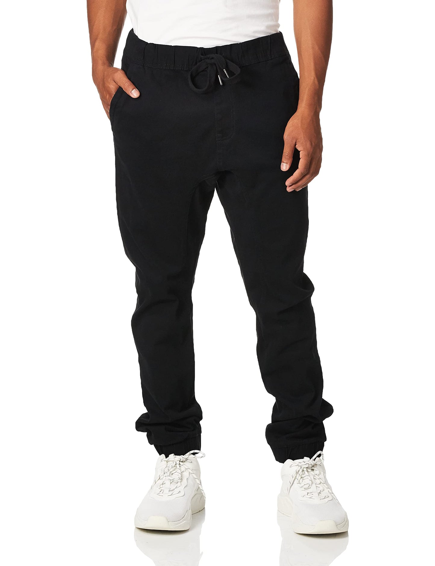 WT02 Mens Jogger Pants in Basic Solid Colors and Stretch Twill Fabric