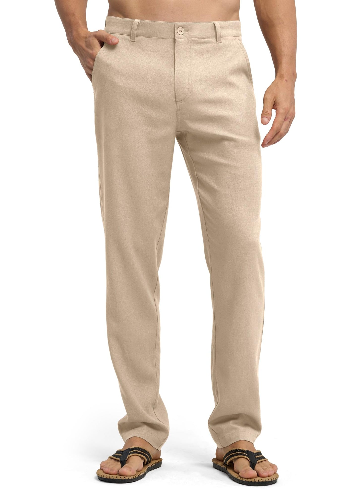 Willit Men's Linen Pants Casual Linen Dress Pants Beach Summer Lightweight Trousers 28" 30" 32"