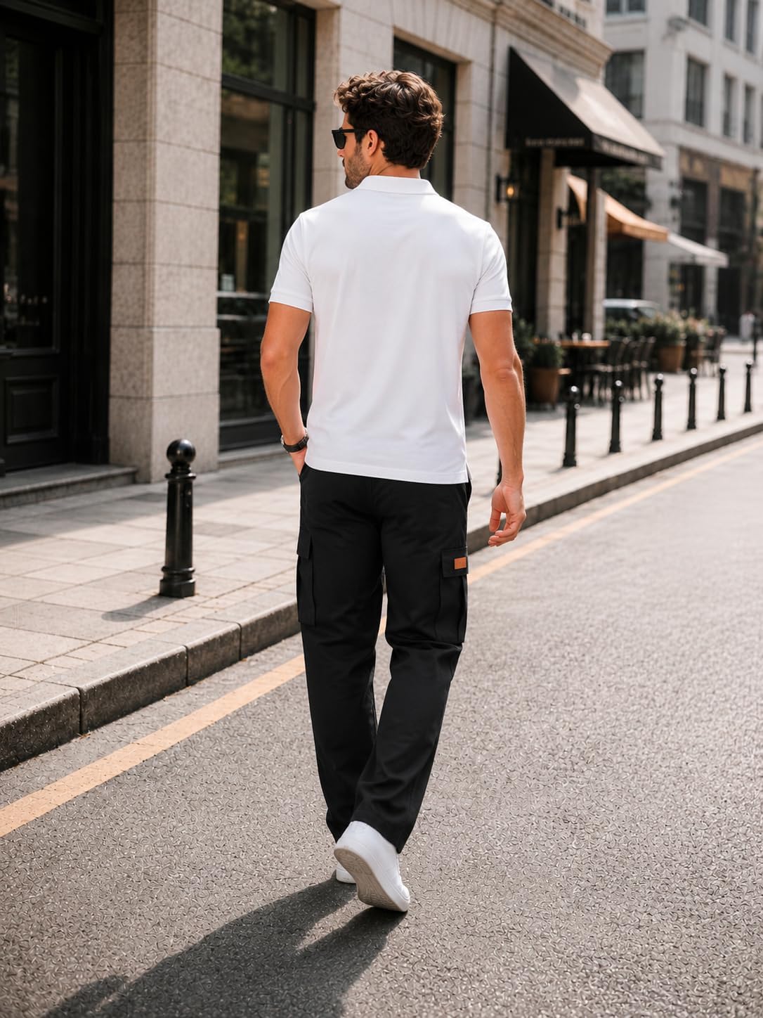 Men's Casual Cargo Pants Hiking Drawstring Pants