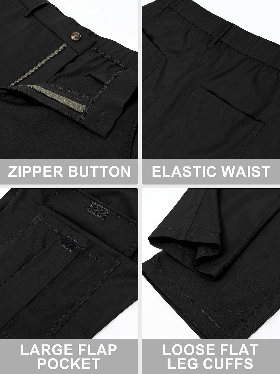 Comdecevis Men's Casual Cargo Pants Relaxed Fit Work Pants | Straight leg, elastic waist, 6 utility pockets, lightweight & breathable, zipper fly with button, ideal for casual work