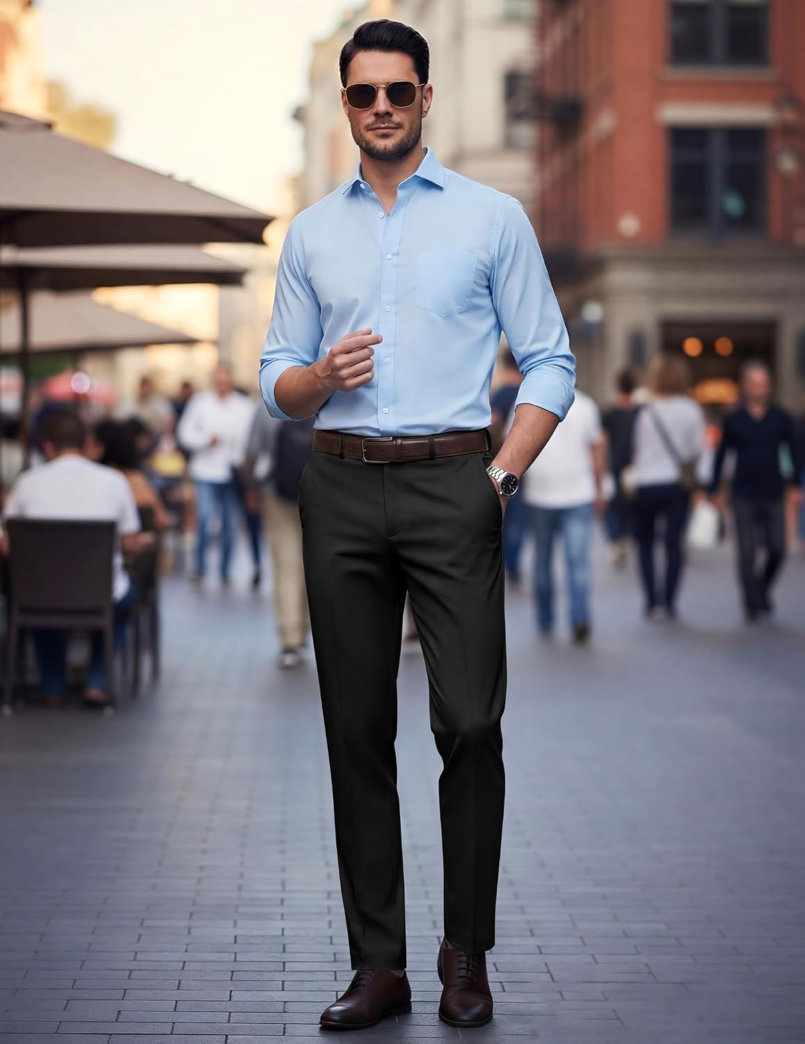 COOFANDY Men Dress Pants Slim Fit Suit Pants Expandable Waist Casual Slacks | Business Formal Trousers, Tuxedo Pant, Wrinkle Free, Flat Front, Straight Leg, Modern Style, Office Work Wedding Dinner Party
