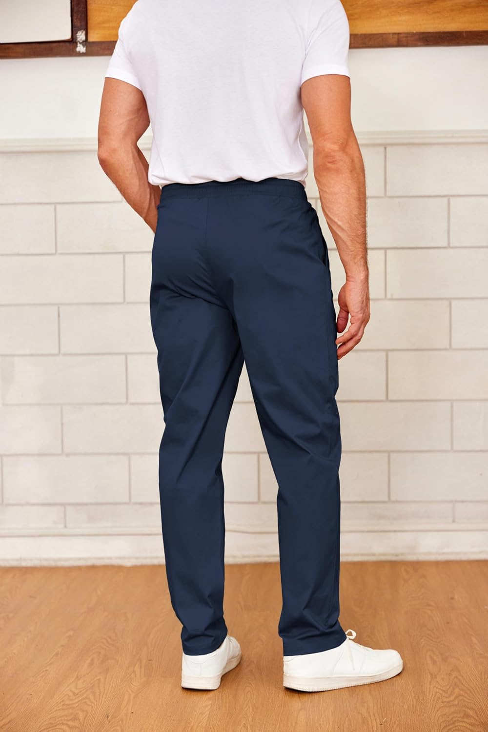 COOFANDY Men's Drawstring Casual Pants Cotton Twill Elastic Waist Chino Pants