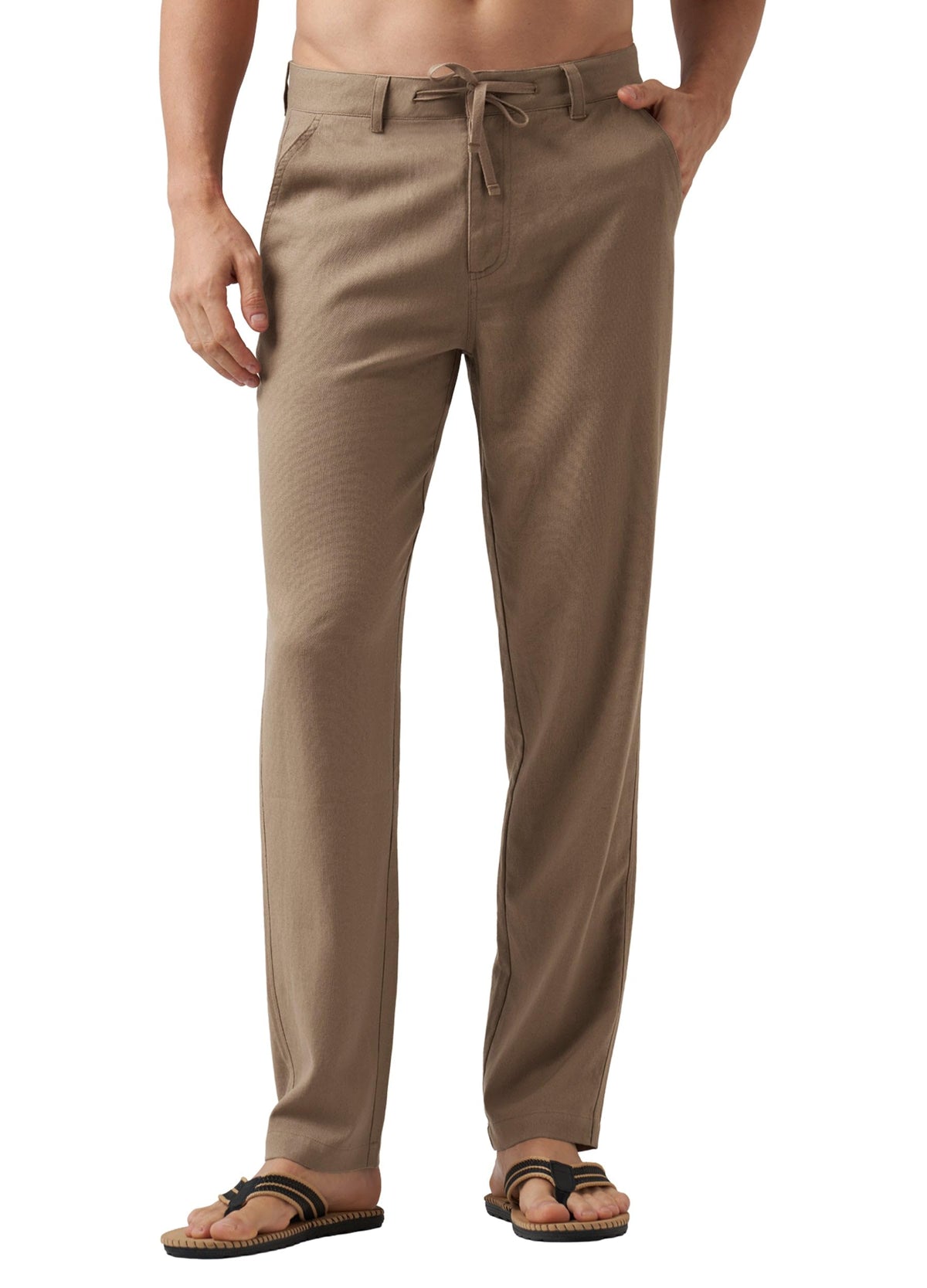 Willit Men's Linen Pants Casual with Pockets 29" 30" 32" | Linen Dress Pants, Drawstring, Beach Summer Travel, Lightweight Trousers