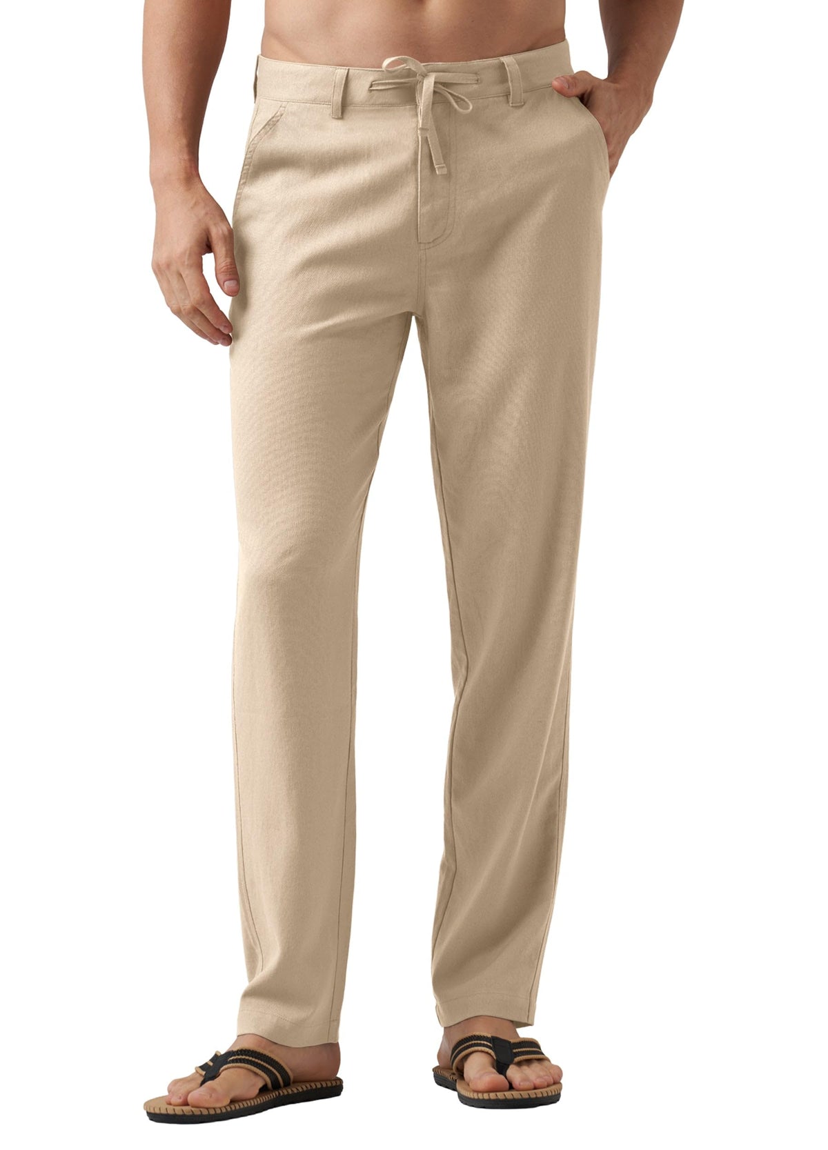 Willit Men's Linen Pants Casual with Pockets 29" 30" 32" | Linen Dress Pants, Drawstring, Beach Summer Travel, Lightweight Trousers