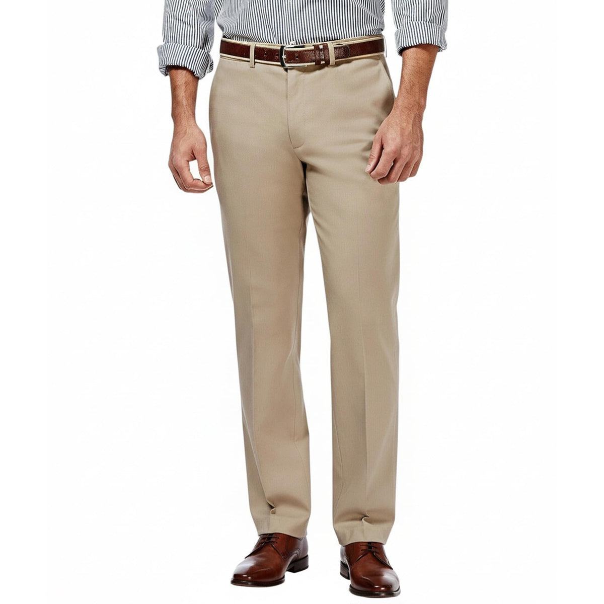 Mens Dress Pants Classic Fit Wrinkle-Free Expandable Waist Slacks | Breathable Fabric, Work Business Office, Flat Front, 4 Pockets, Machine Washable