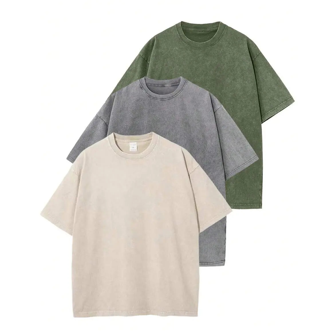 3Pack Unisex heavyweight washed cotton T-shirt, loose drop-shoulder, vintage street style summer casual tee (available in 3-pack and single pack options) Streetwear Distressed Stylish Menswear.men's wear flash sale.summervibes