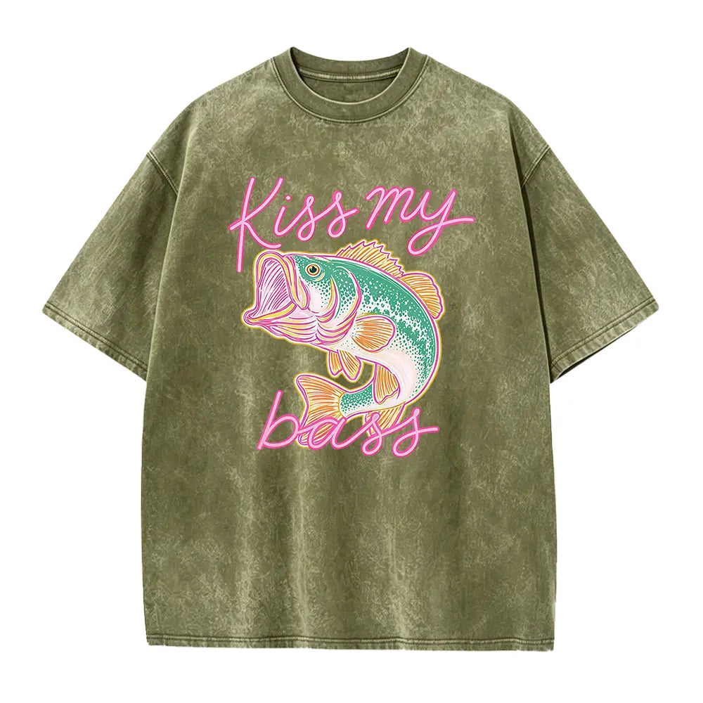 Kiss My Bass Fish T-Shirt, Beach Tee, Preppy Vibes Shirt