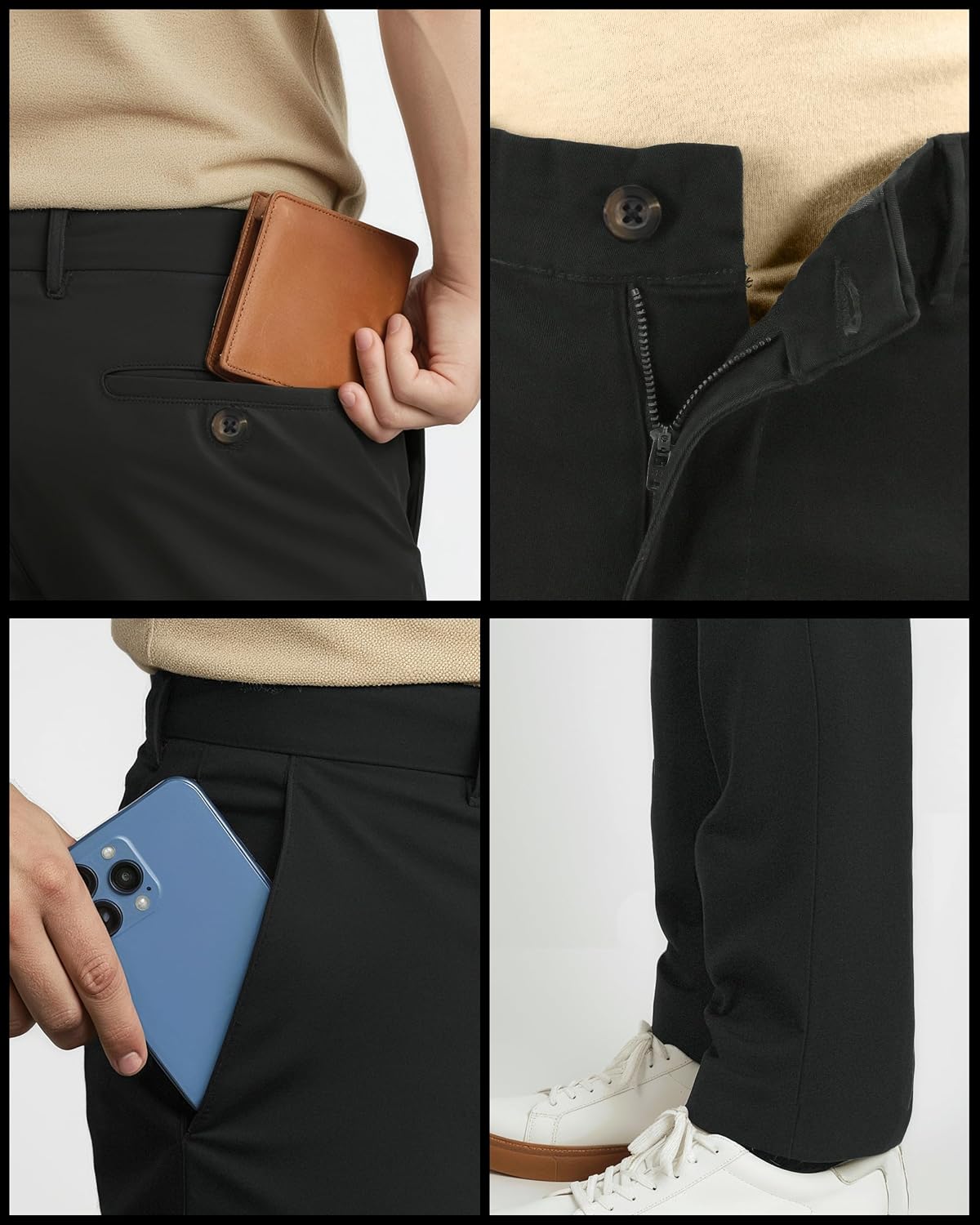 NY Threads Cotton Stretch Khaki Men Casual Chino Pants Relaxed Fit | Cotton Khaki Pant, Mid Rise, Soft Stretch Fabric, Button Closure, Multi Pocket