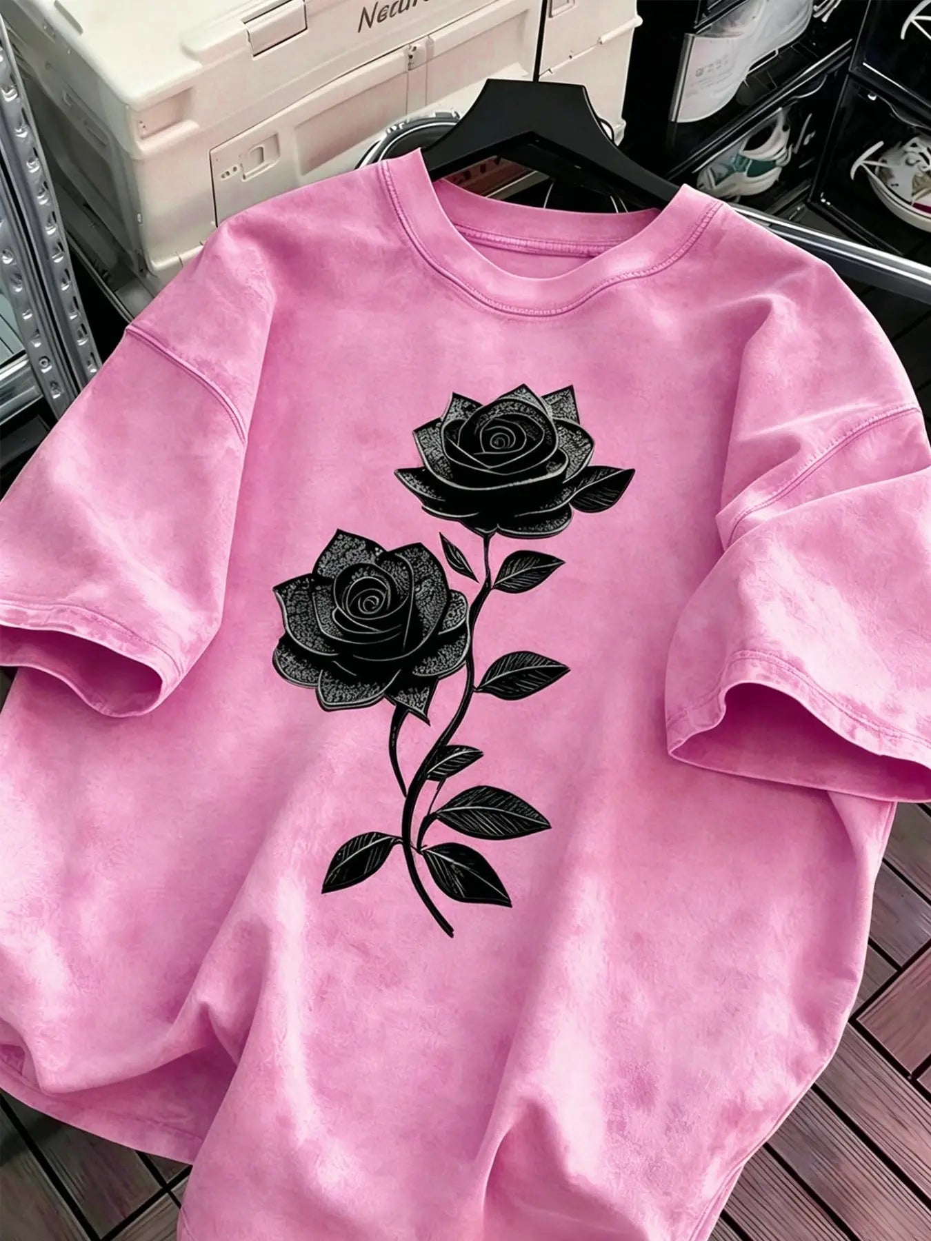 Unisex Y2K Floral Print Washed Cotton Short Sleeve T-Shirt, Casual Fashion Top for Men and Women, Comfortable Summer Wear