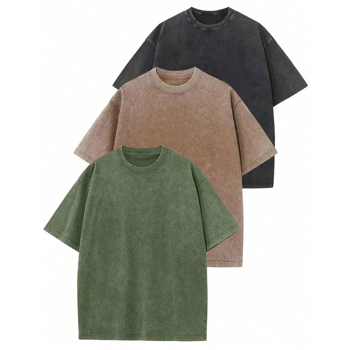 3Pack Unisex heavyweight washed cotton T-shirt, loose drop-shoulder, vintage street style summer casual tee (available in 3-pack and single pack options) Streetwear Distressed Stylish Menswear.men's wear flash sale.summervibes