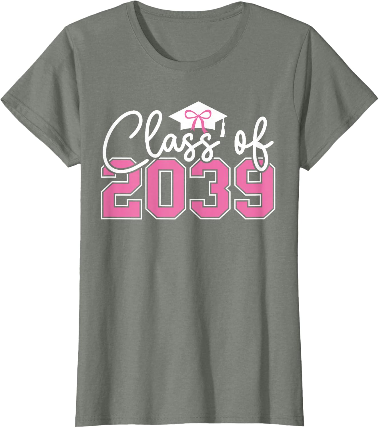 Class of 2039 Grow with Me 2039 Graduation Pink Bow Girls T-Shirt