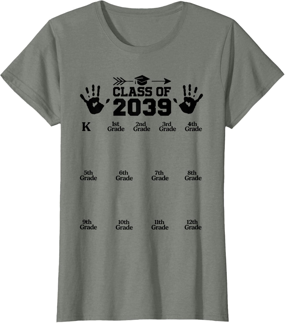 Class of 2039 Grow with Me Handprint Pre-K 12th Grade T-Shirt