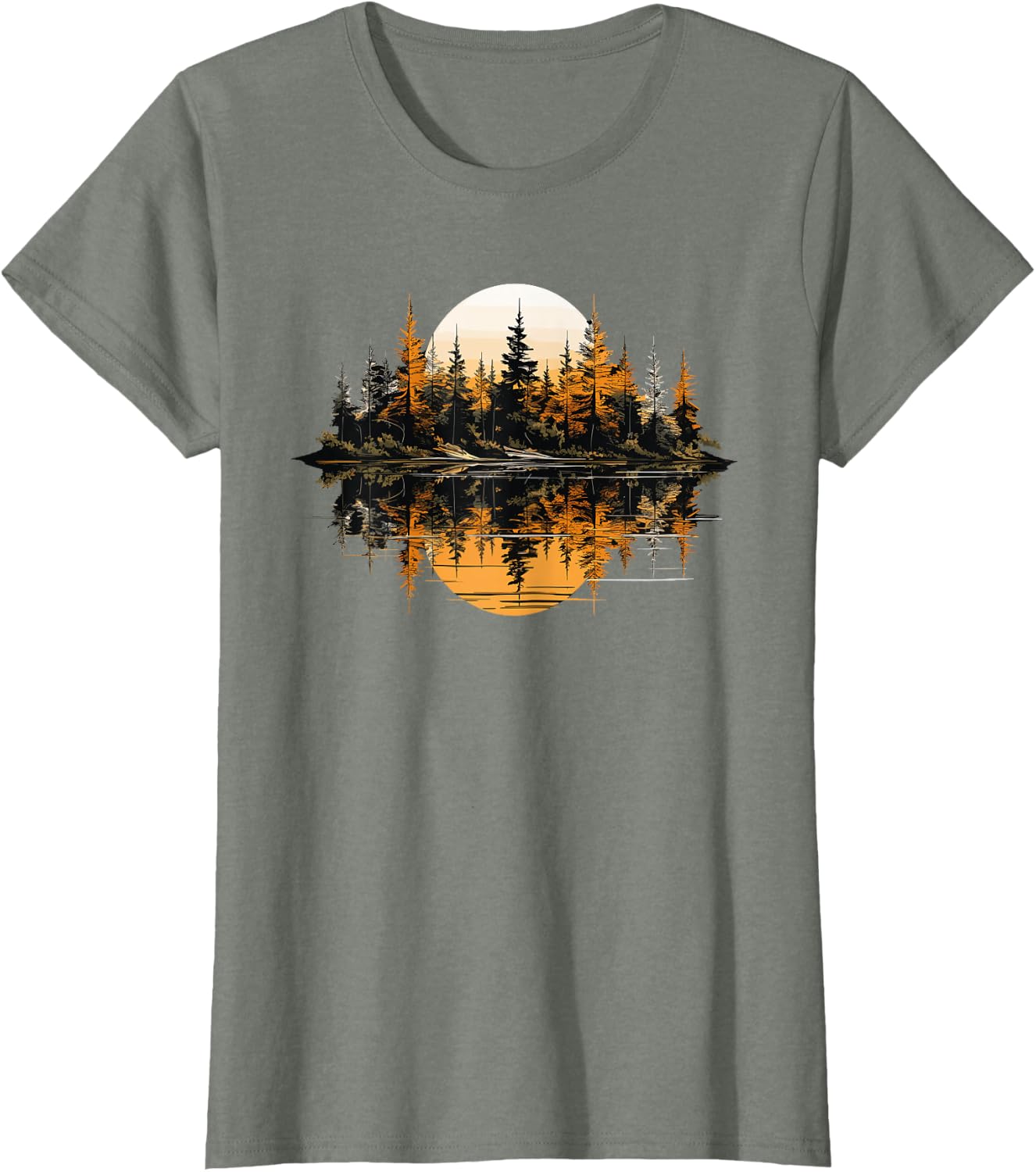 Nature Reflection Forest Trees Outdoor Wildlife T-Shirt