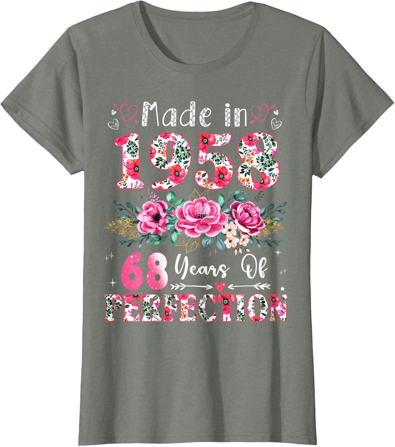 68 Year Old Made in 1958 Floral 68th Birthday Women T-Shirt