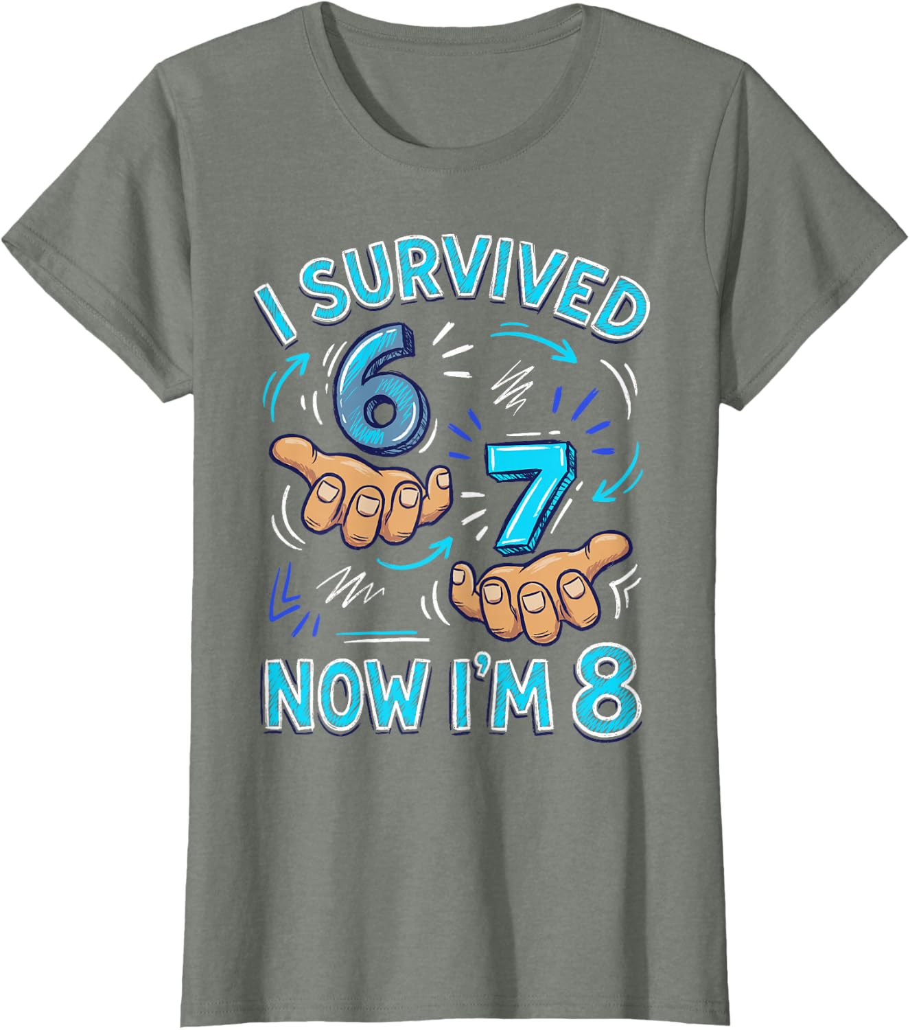 I Survived 6 7 Now I'm 8 8th Birthday Boys T-Shirt
