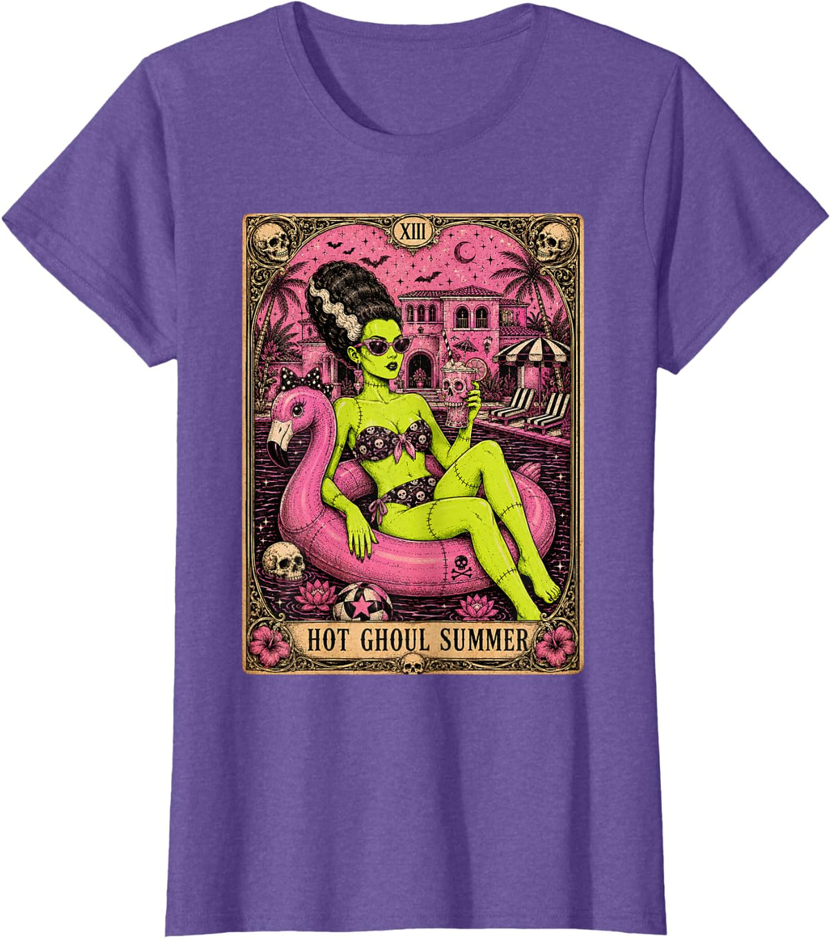 Tarot Card Hot Ghoul Summer Women Summerween Beach Cocktail T-Shirt