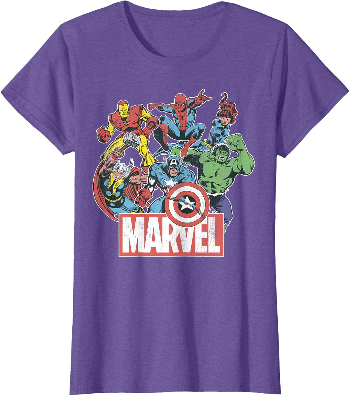 Marvel Avengers Team Retro Comic Vintage Graphic T-Shirt Small