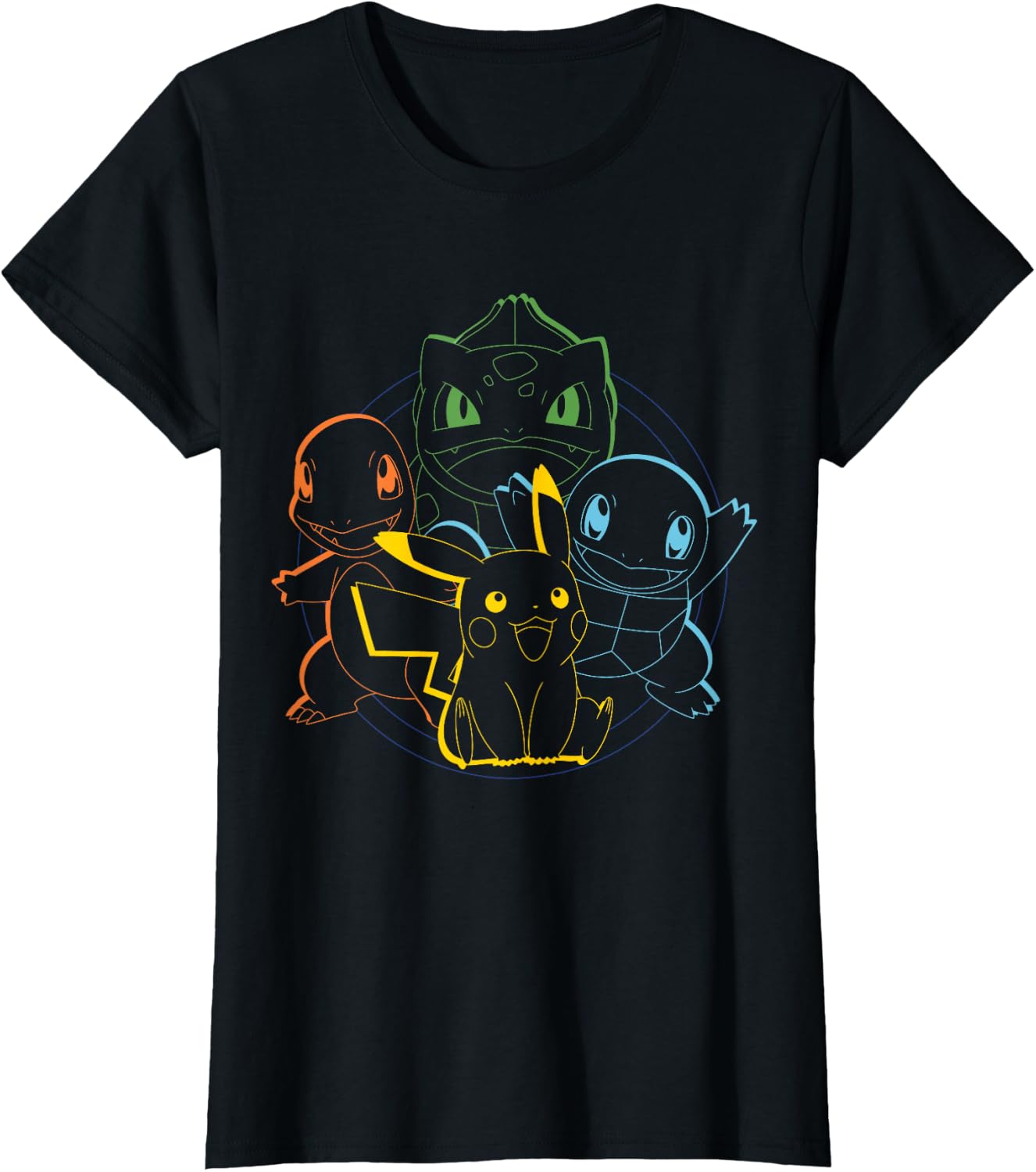 Pikachu Charmander Bulbasaur Squirtle Kanto Circle T-Shirt