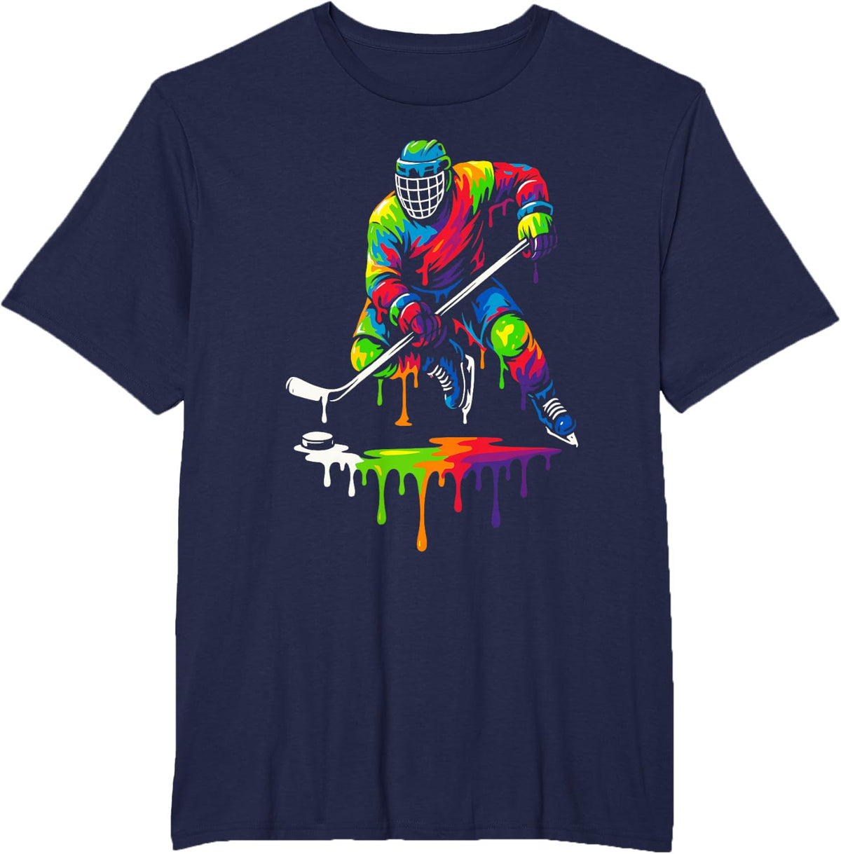 Colorful Hockey Ice Cream Drip Player T-Shirt