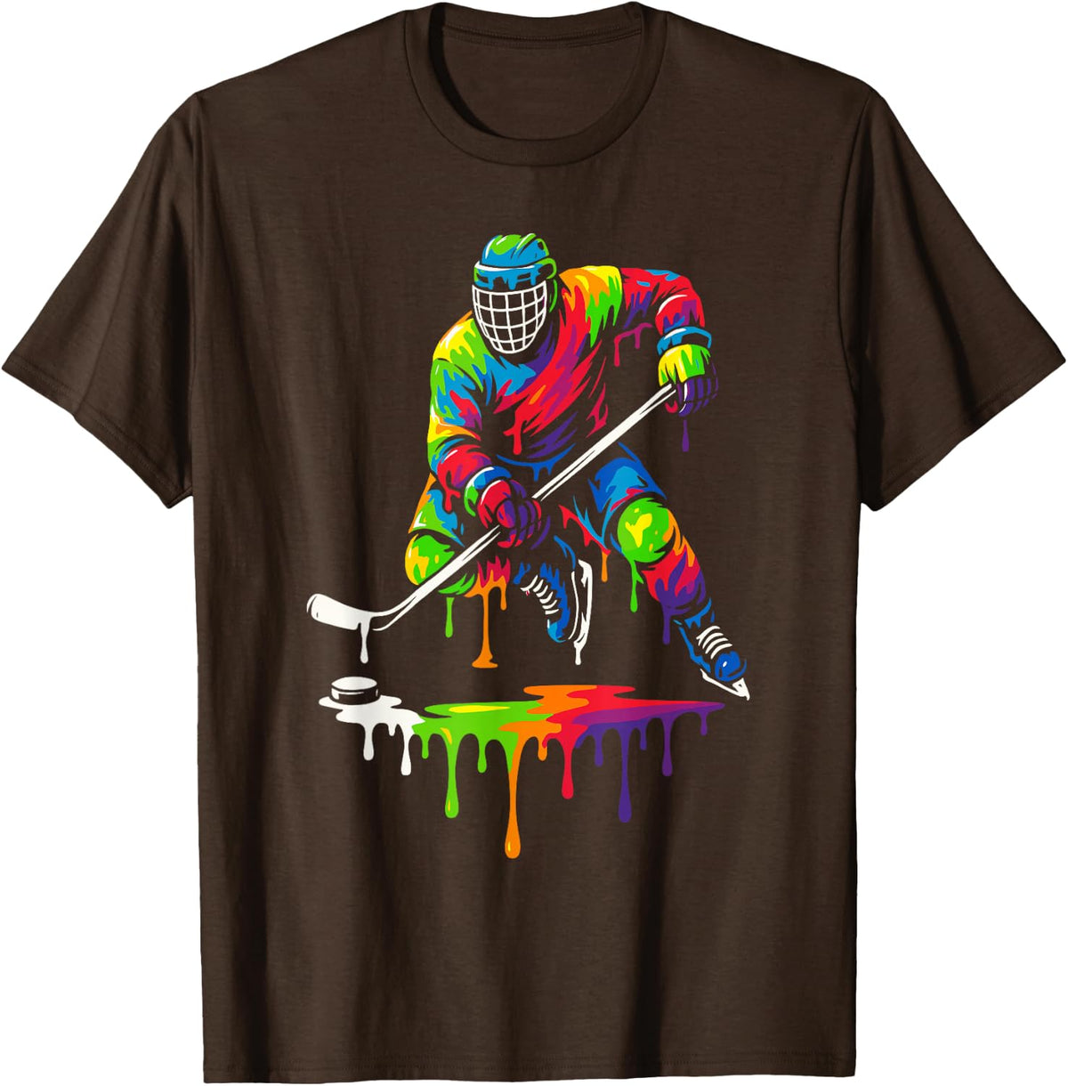 Colorful Hockey Ice Cream Drip Player T-Shirt