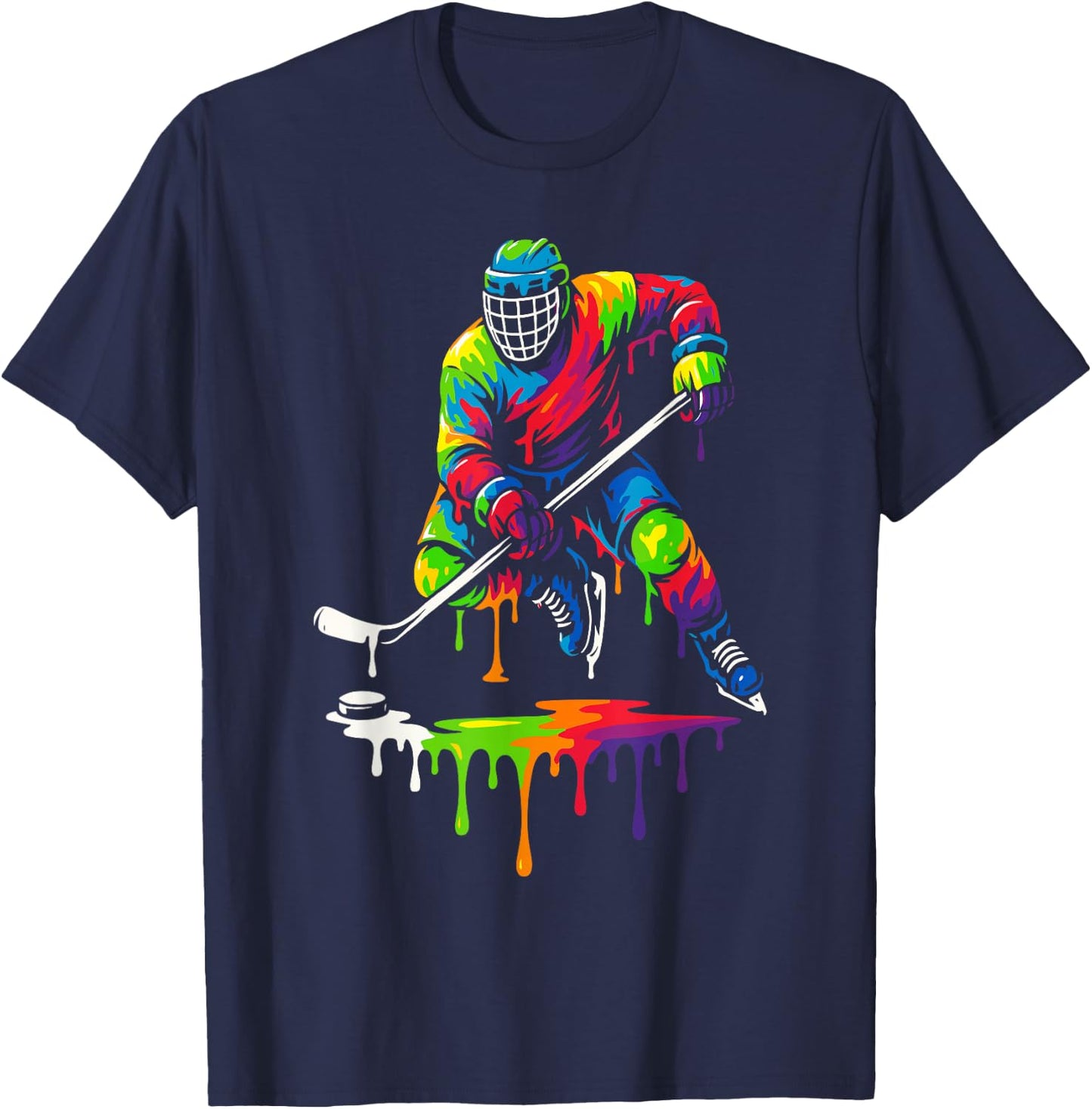 Colorful Hockey Ice Cream Drip Player T-Shirt