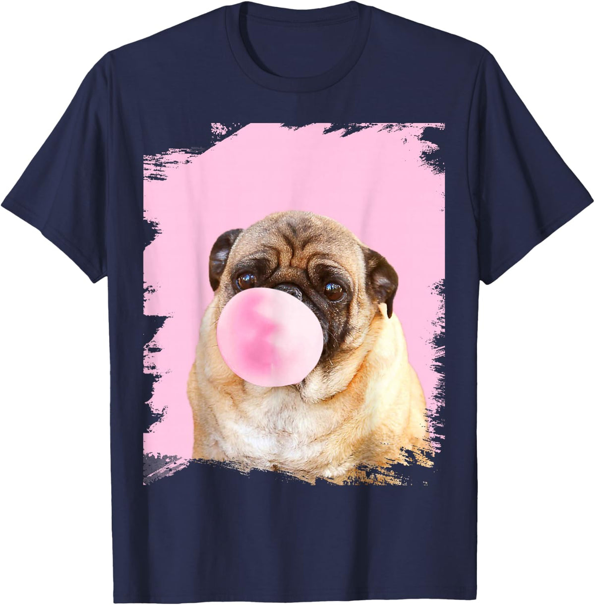 Cute Pug Dog Chewing Pink Gum T-Shirt