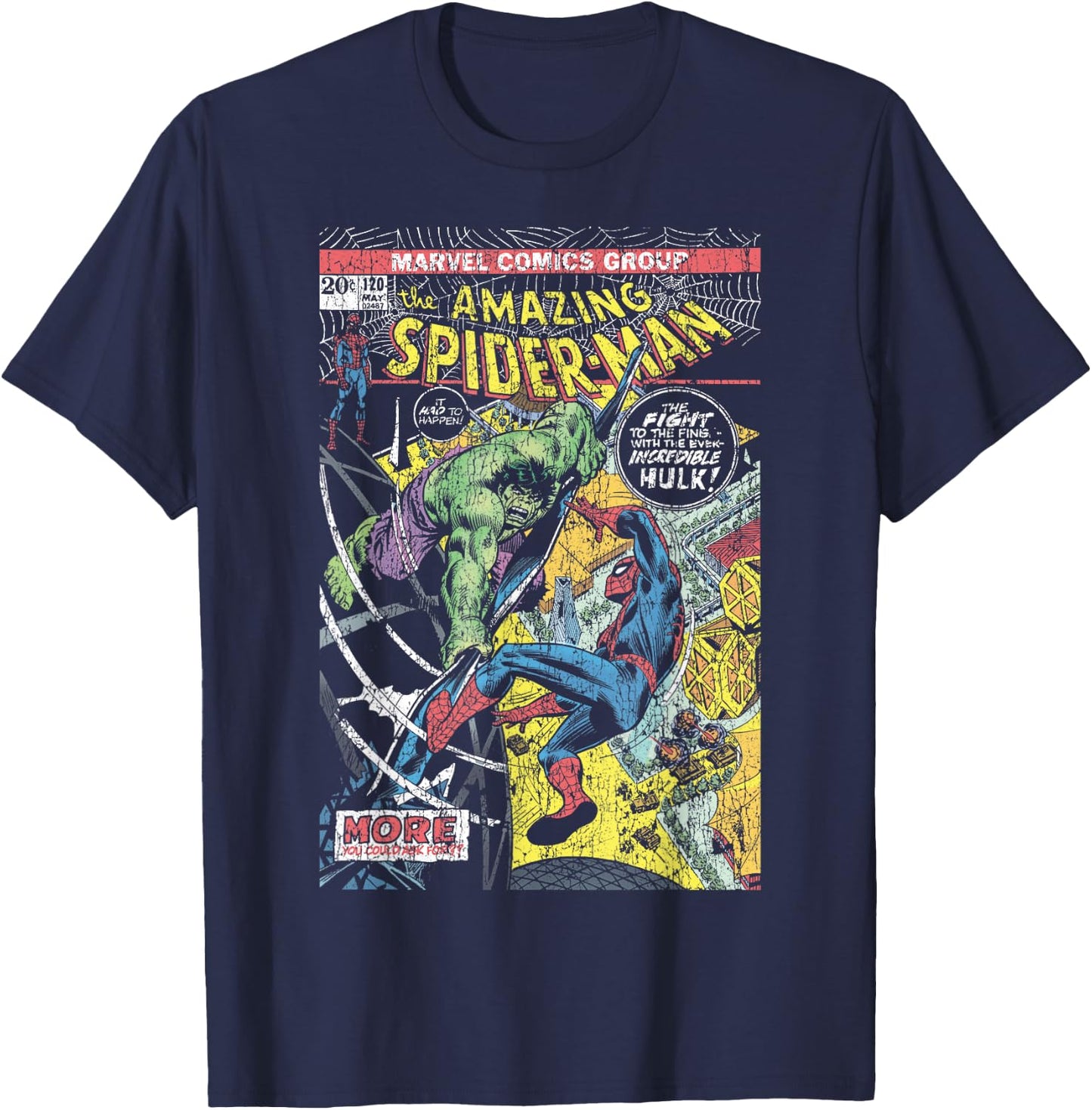Marvel Comics Spider-Man and Hulk Retro Comic Book Cover T-Shirt