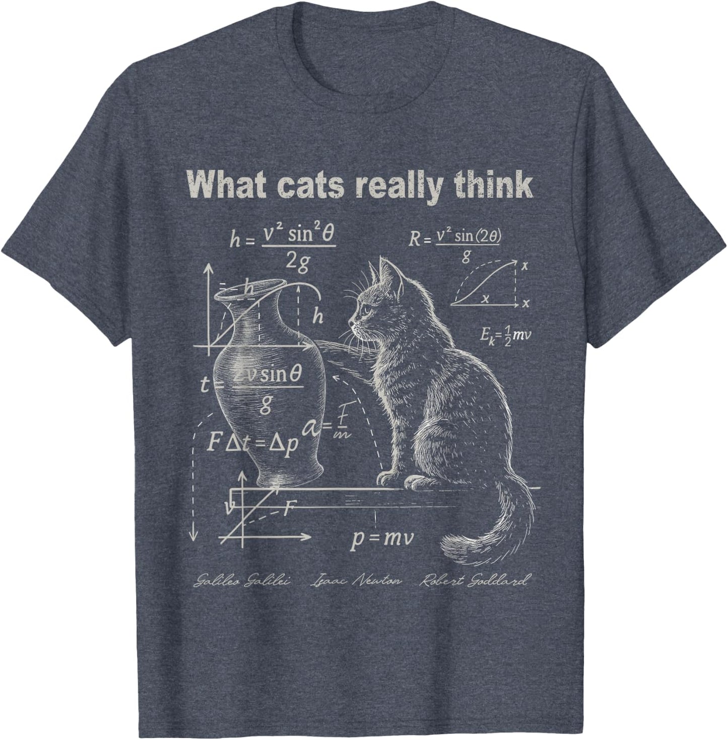 Funny Cat Physics Humor Tees What Cats Really Think T Shirts for Men and Women