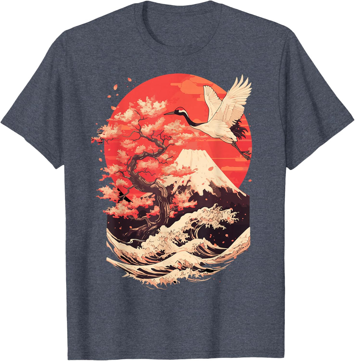 Japanese Crane Japan Cherry Blossom T-Shirt