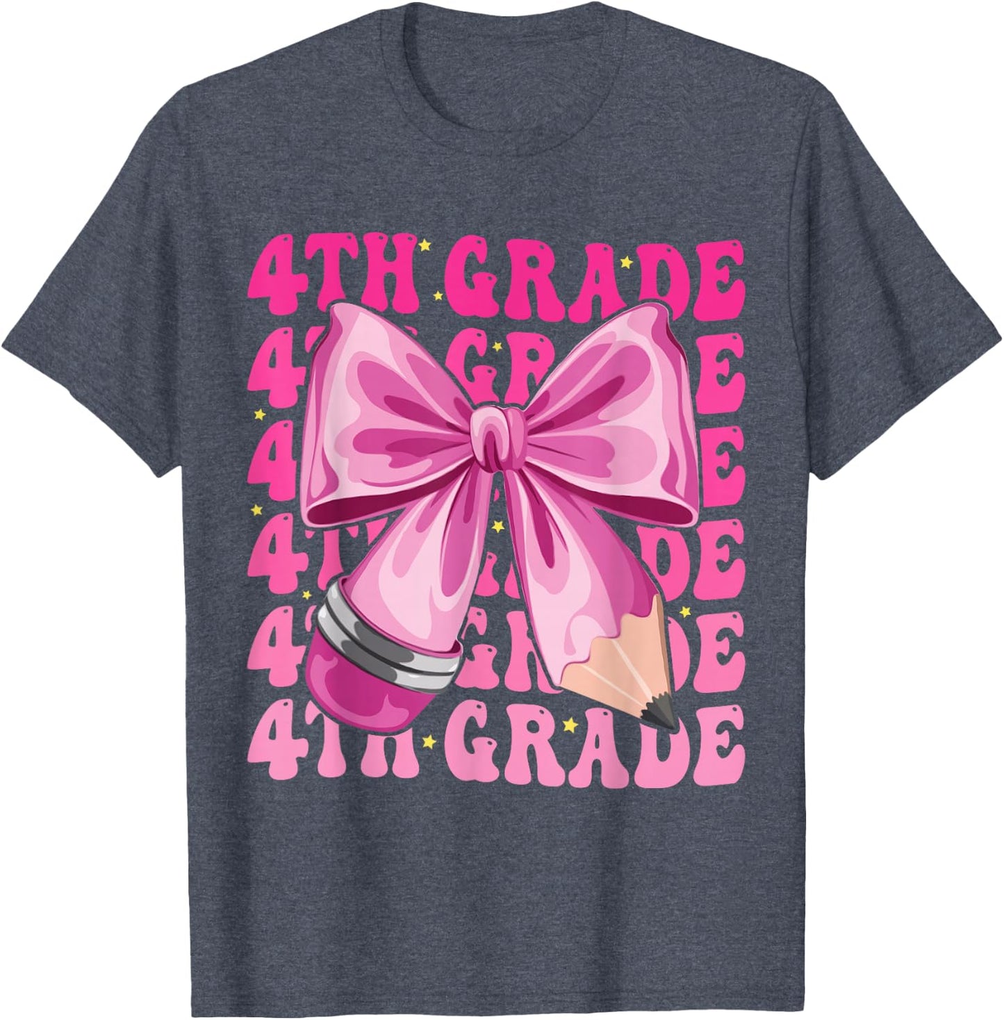 First Day of 4th Grade Girls Coquette Bow Back to School T-Shirt