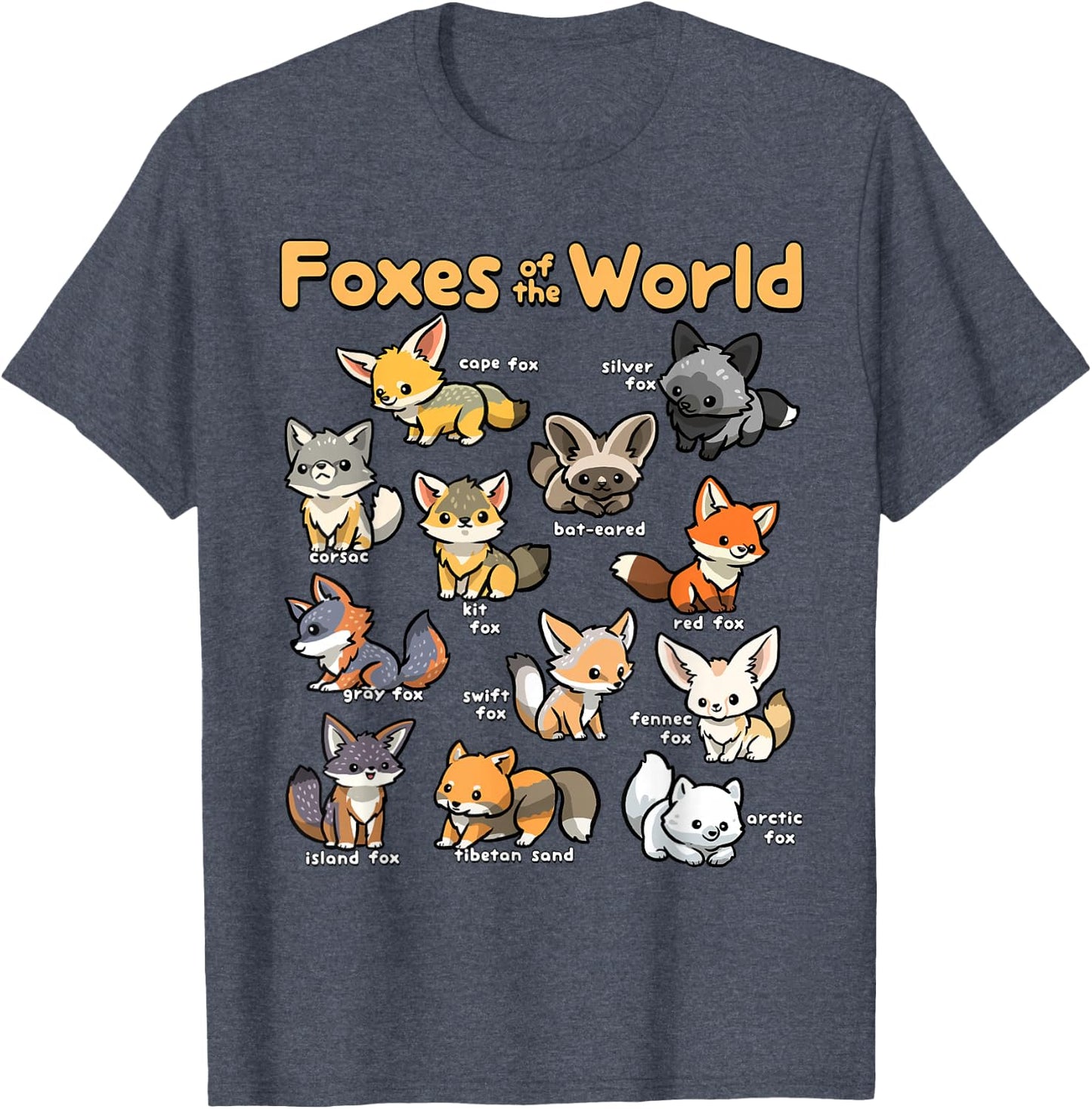 Kawaii Fox Animals of the World Educational Animal Fox Lover T-Shirt