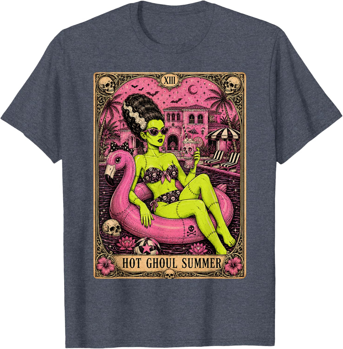 Tarot Card Hot Ghoul Summer Women Summerween Beach Cocktail T-Shirt