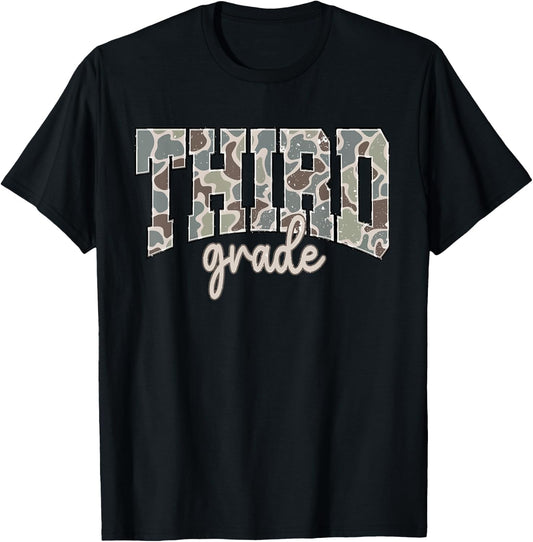 Camo Third Grade Boy Hello 3rd Grade Students Teachers T-Shirt