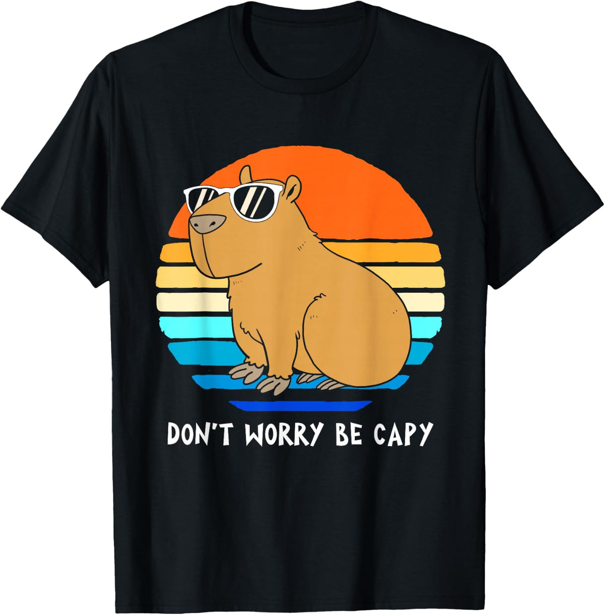 Funny Shirts Retro Rodent Capybara Don't Be Worry Be Capy Tees T Shirts for Men and Women