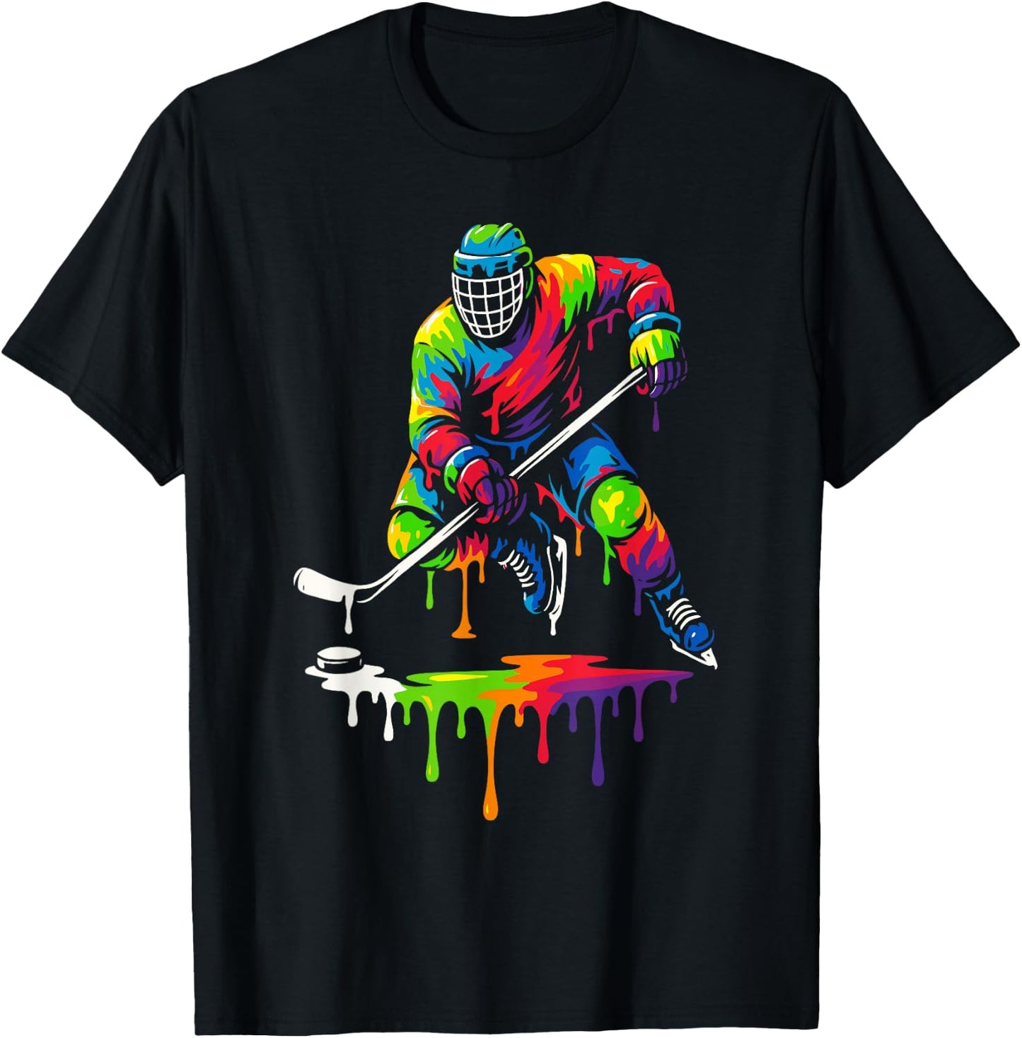Colorful Hockey Ice Cream Drip Player T-Shirt