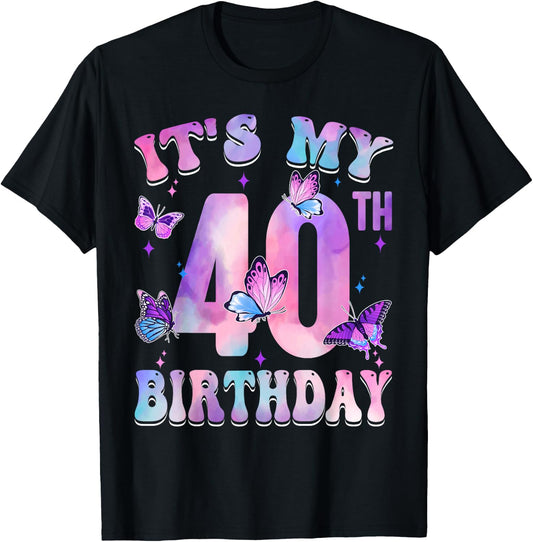 It's My 40th Birthday Butterfly Theme 40 Year Old Party Girl T-Shirt