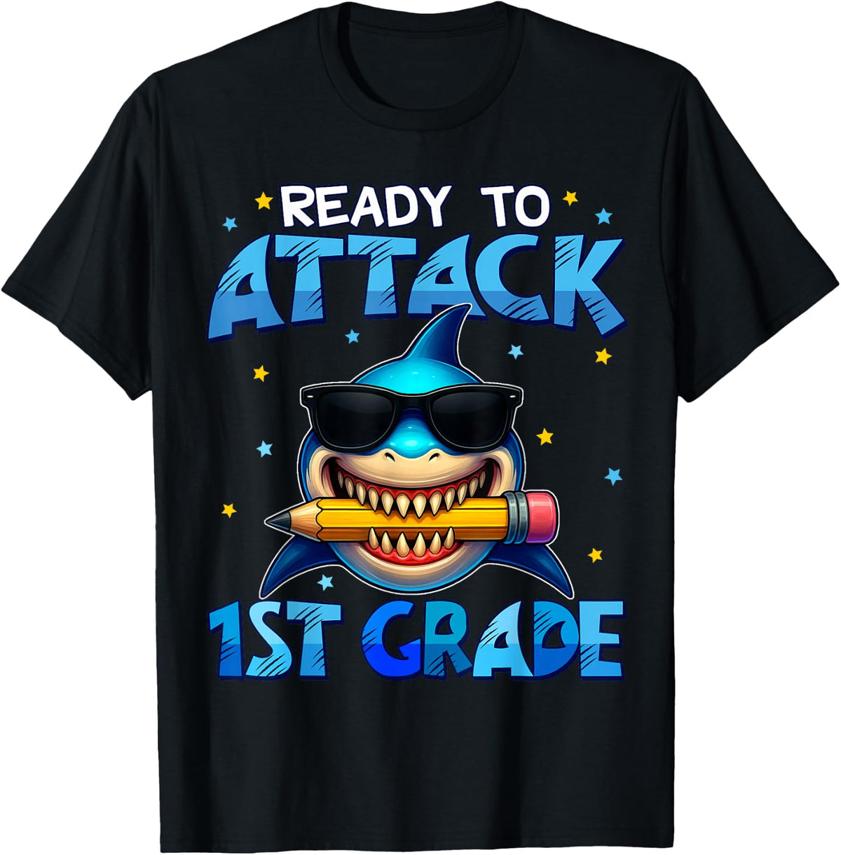Ready to Attack 1st Grade Shark First Day of School Boys T-Shirt