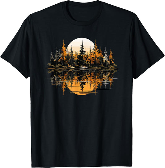 Nature Reflection Forest Trees Outdoor Wildlife T-Shirt