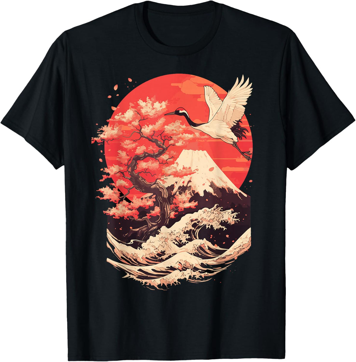 Japanese Crane Japan Cherry Blossom T-Shirt