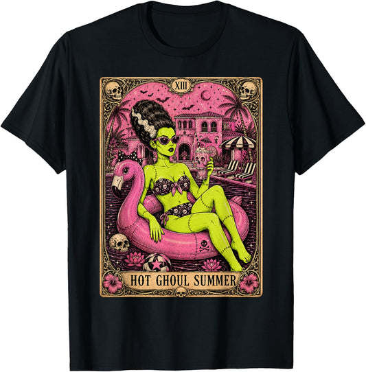 Tarot Card Hot Ghoul Summer Women Summerween Beach Cocktail T-Shirt
