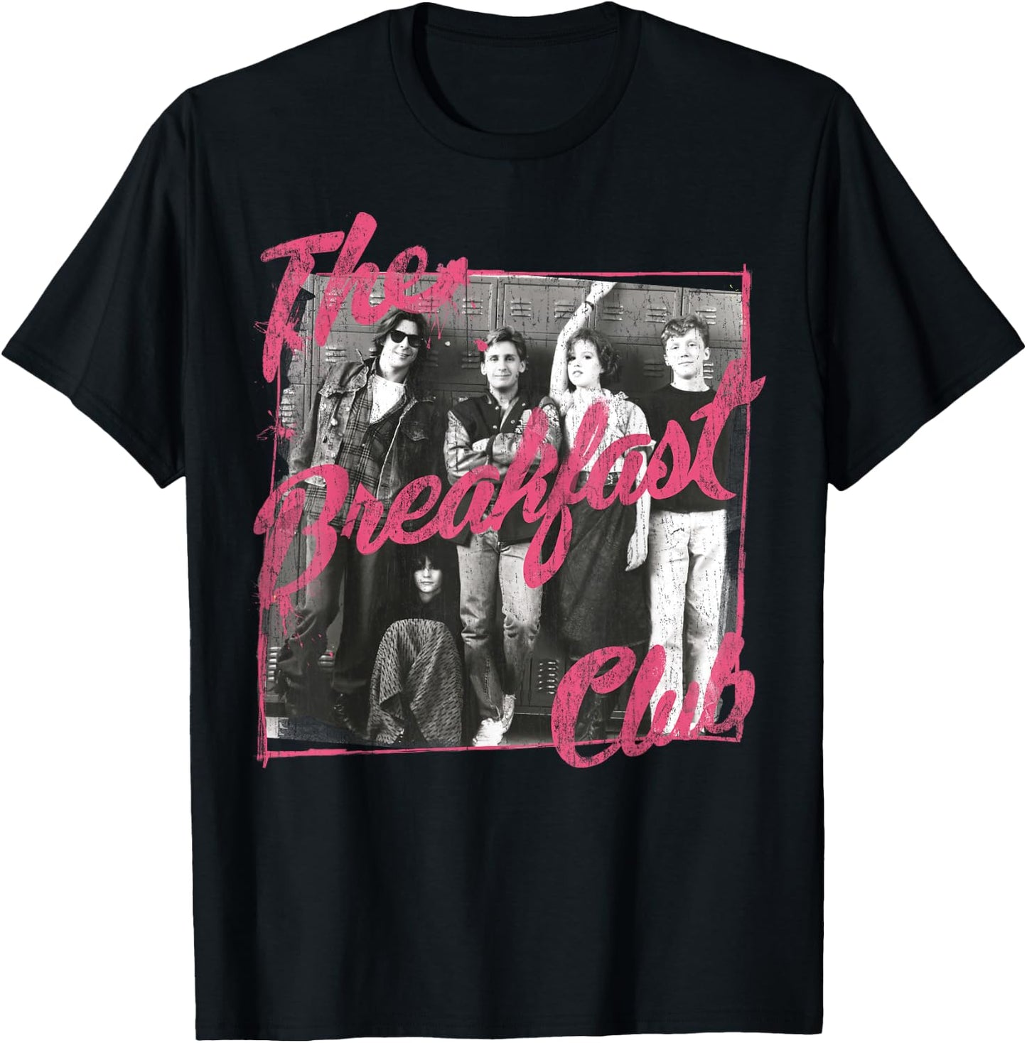 Breakfast Club Pink Text Group Photograph T-Shirt Small