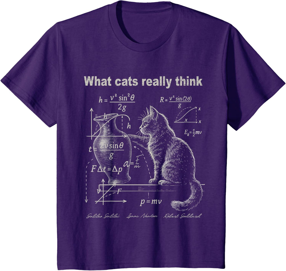 Funny Cat Physics Humor Tees What Cats Really Think T Shirts for Men and Women