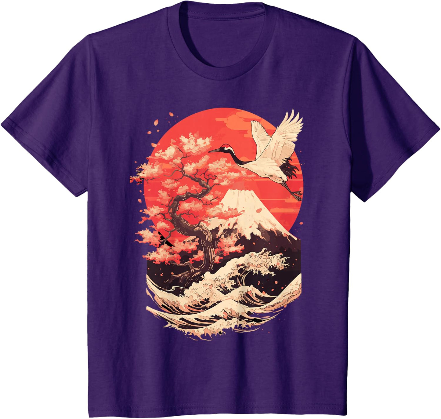Japanese Crane Japan Cherry Blossom T-Shirt