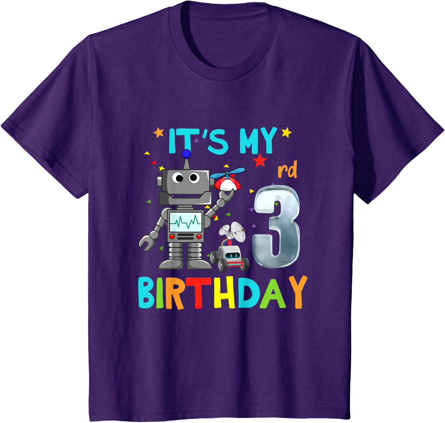 Funny 3rd Birthday Shirts Robot Birthday Shirt 3 Year Old T-Shirt