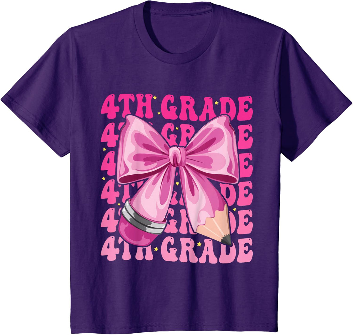 First Day of 4th Grade Girls Coquette Bow Back to School T-Shirt