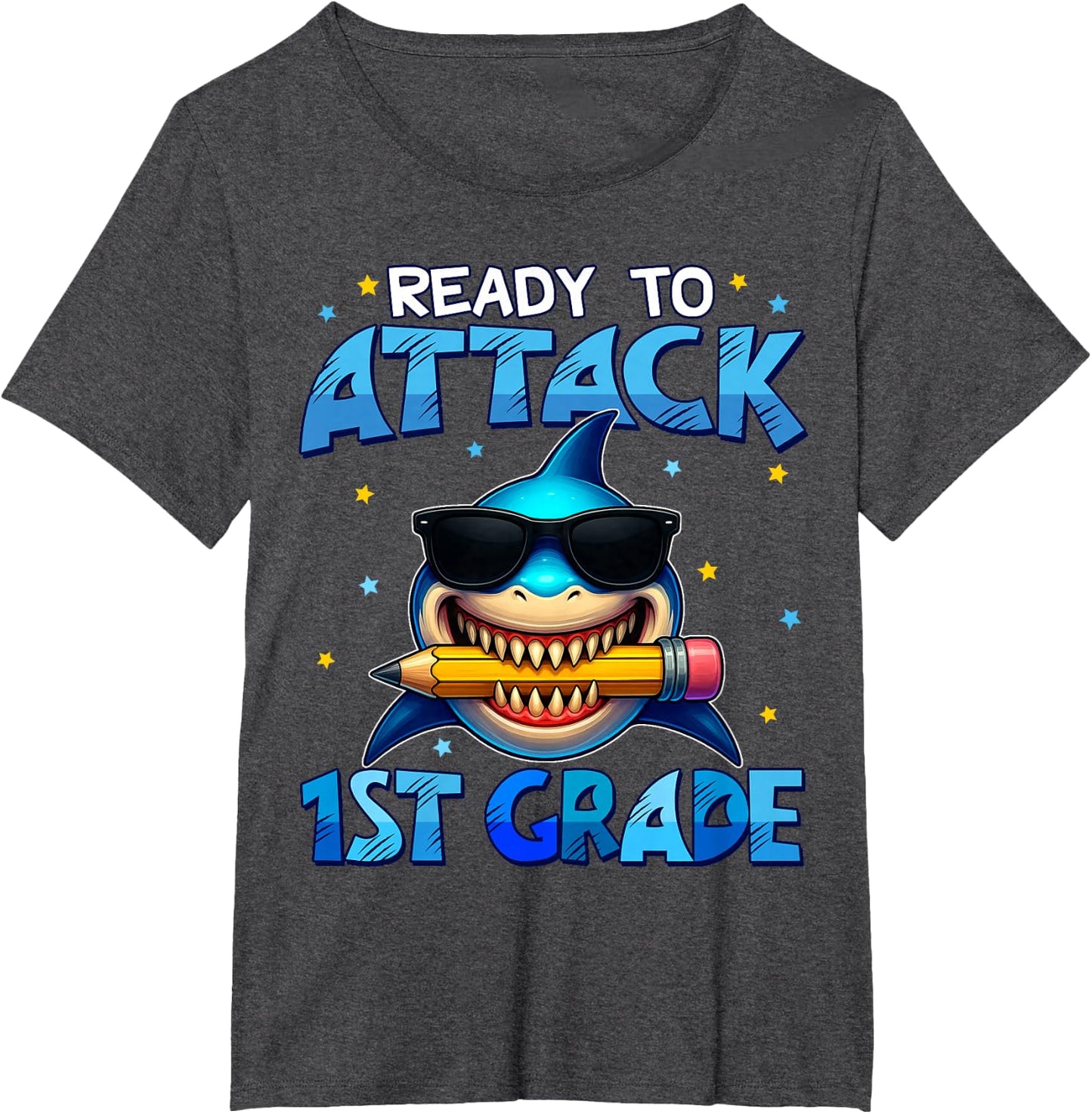 Ready to Attack 1st Grade Shark First Day of School Boys T-Shirt