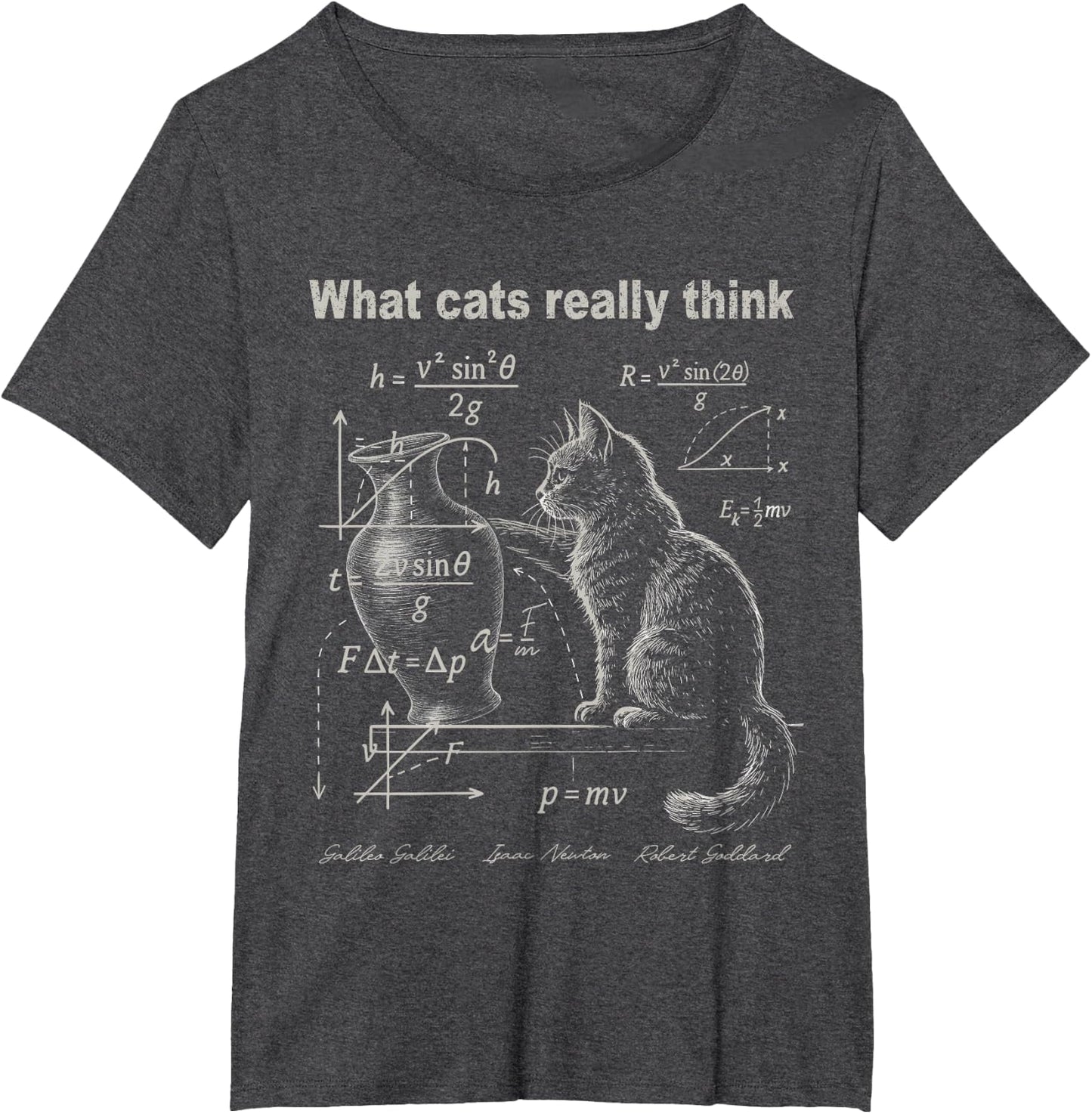 Funny Cat Physics Humor Tees What Cats Really Think T Shirts for Men and Women
